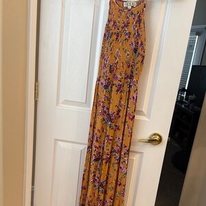 Floral Maxi Dress in Mustard and Purple
